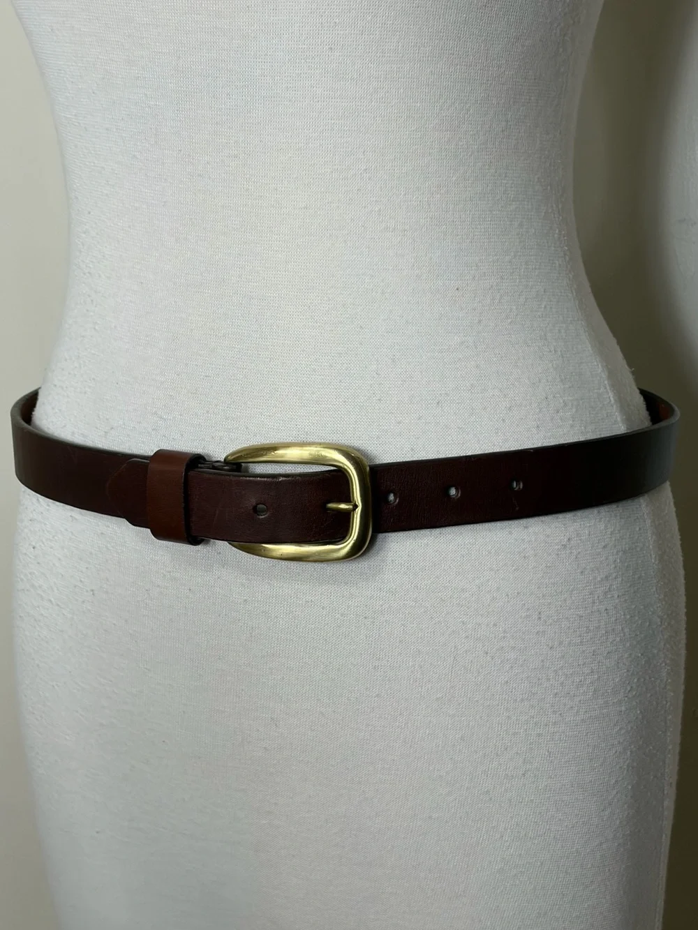 Classic Brown Genuine Leather Belt with Brass Buckle ML
